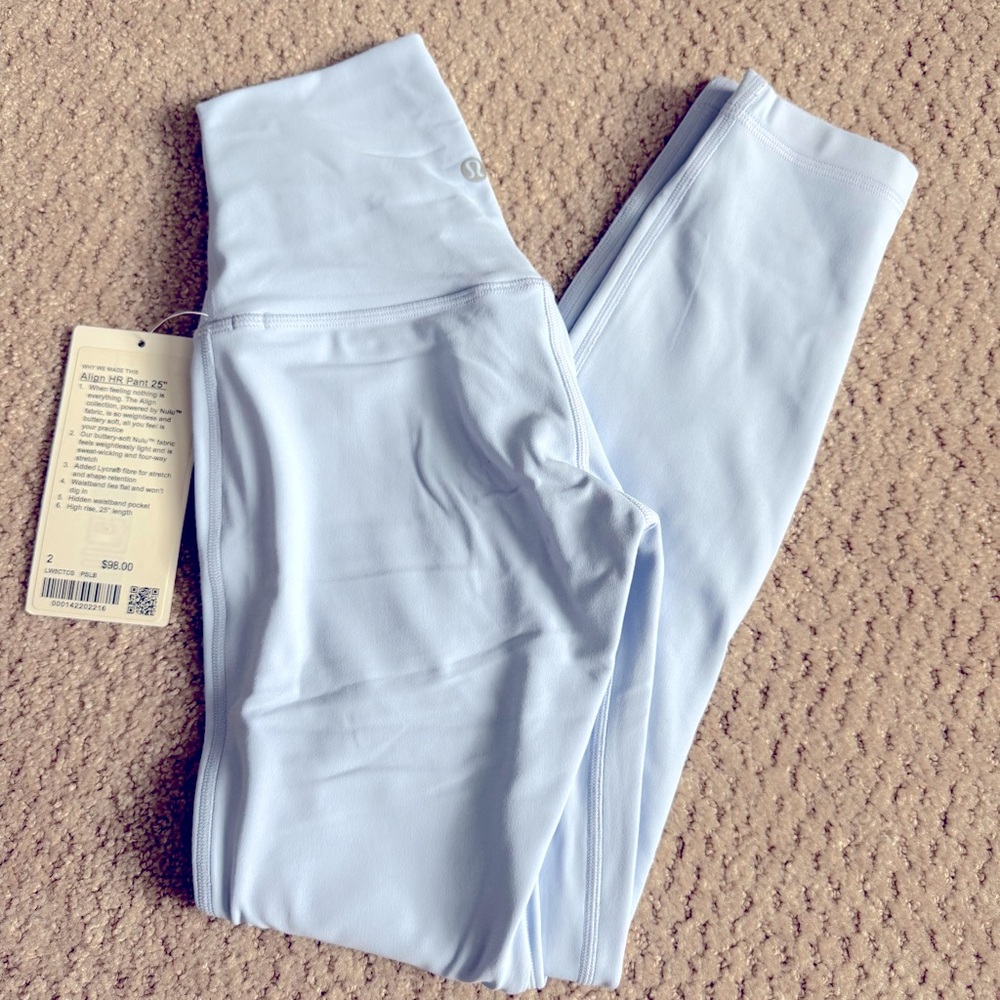 NWT Lululemon Align High-Rise Pant 25" Pastel Blue Size 2